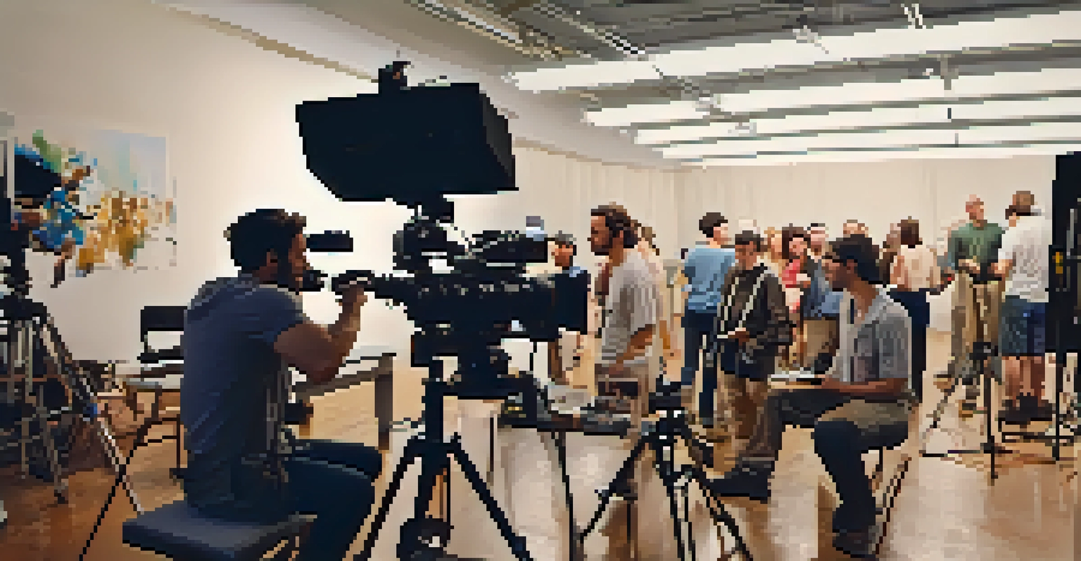A workshop at the Savannah Film Festival with aspiring filmmakers learning about cinematography.