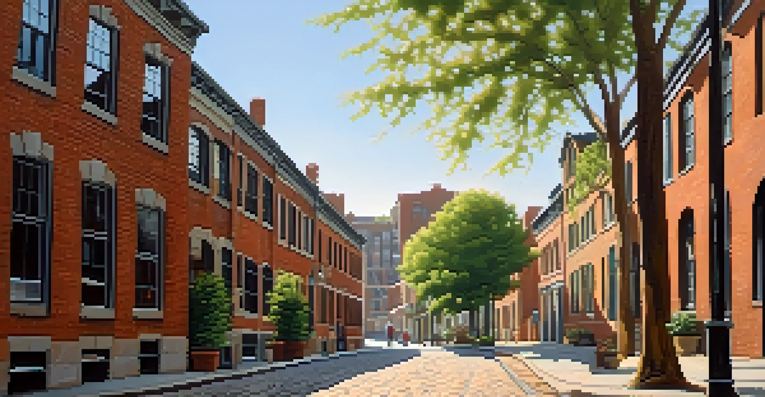 A picturesque scene of Factors Walk in Savannah with cobblestone streets, historic warehouses, and soft morning light.