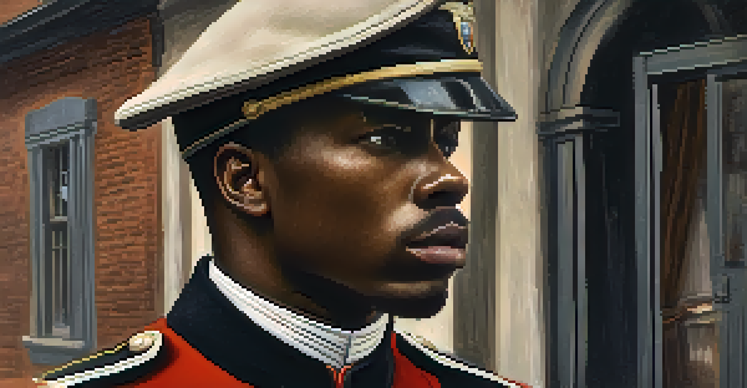 A close-up of an African American soldier in USCT uniform, holding a rifle, with a blurred background of Savannah under siege.
