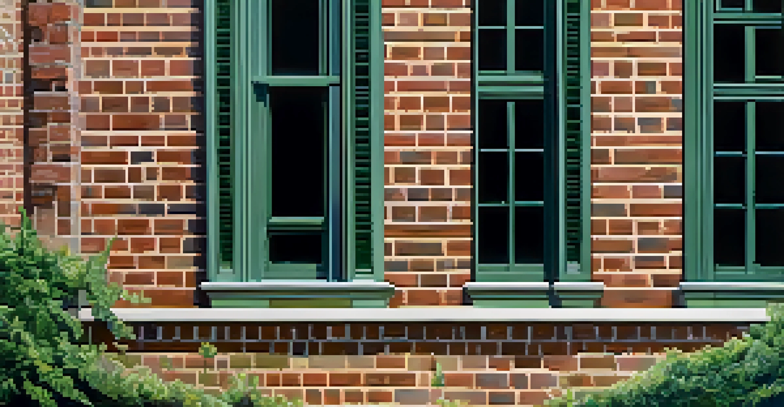 A detailed view of the brickwork on the Isaiah Davenport House, highlighting the craftsmanship and surrounded by greenery.