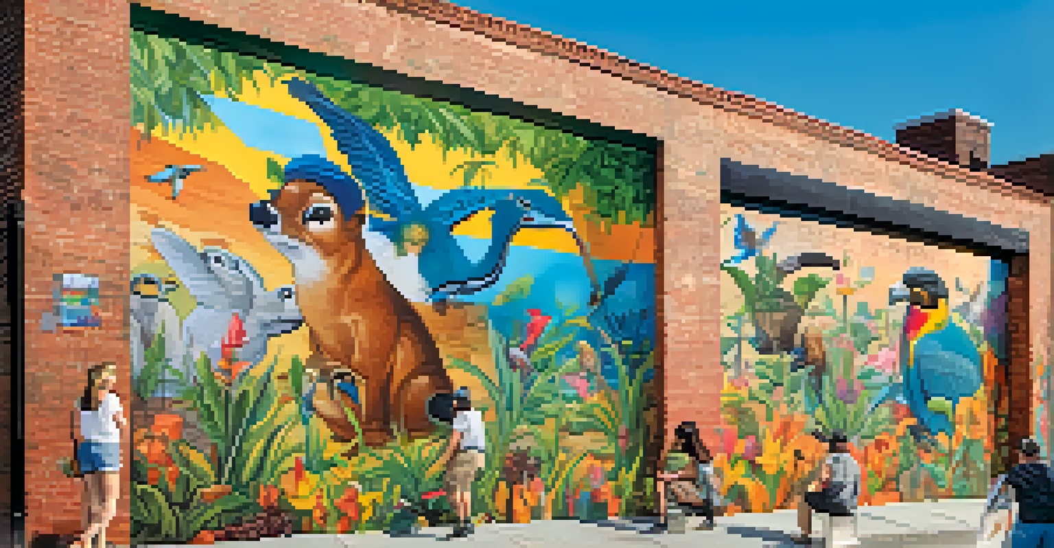 A colorful mural in the Starland District of Savannah depicting local wildlife and flora.