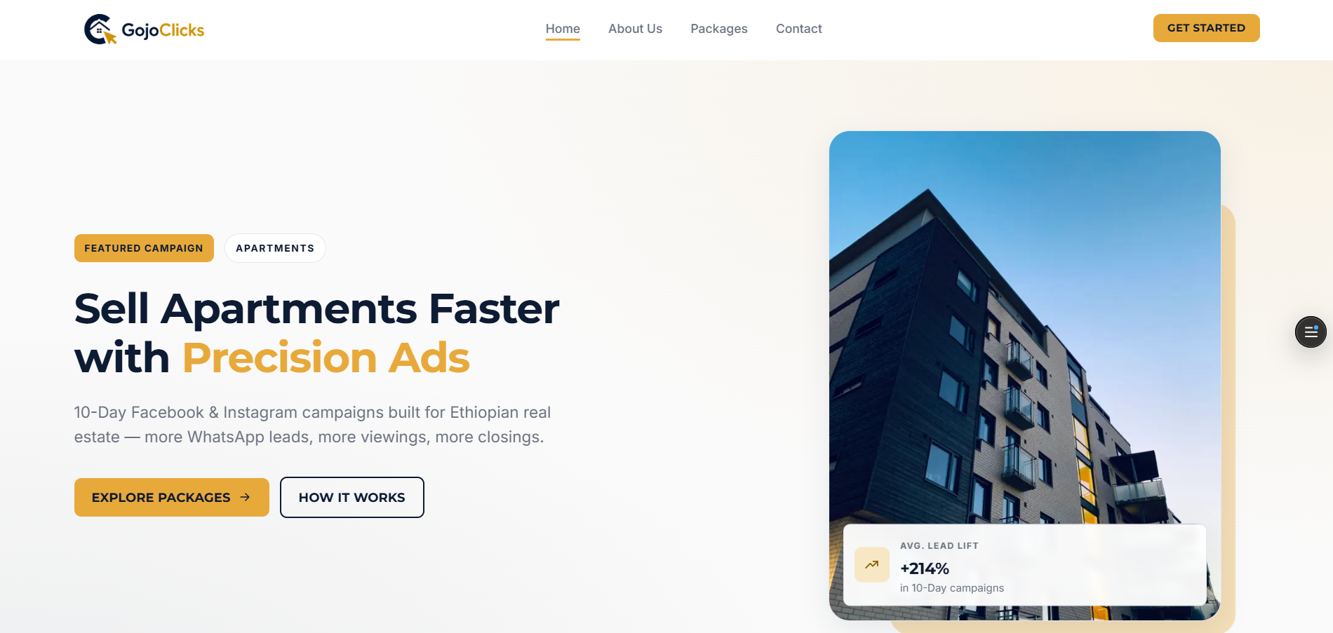 GojoClicks — Advertising Packages & Booking Platform