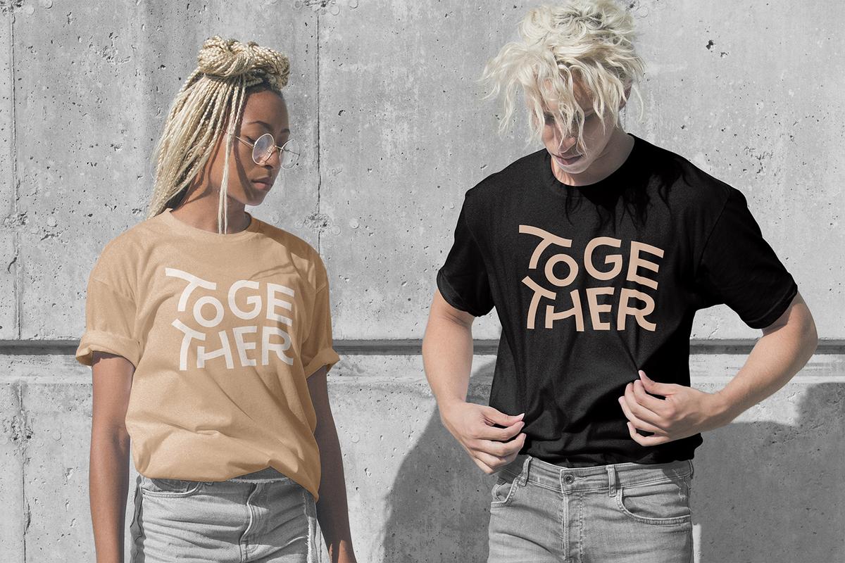 together agency brand identity design on t-shirt