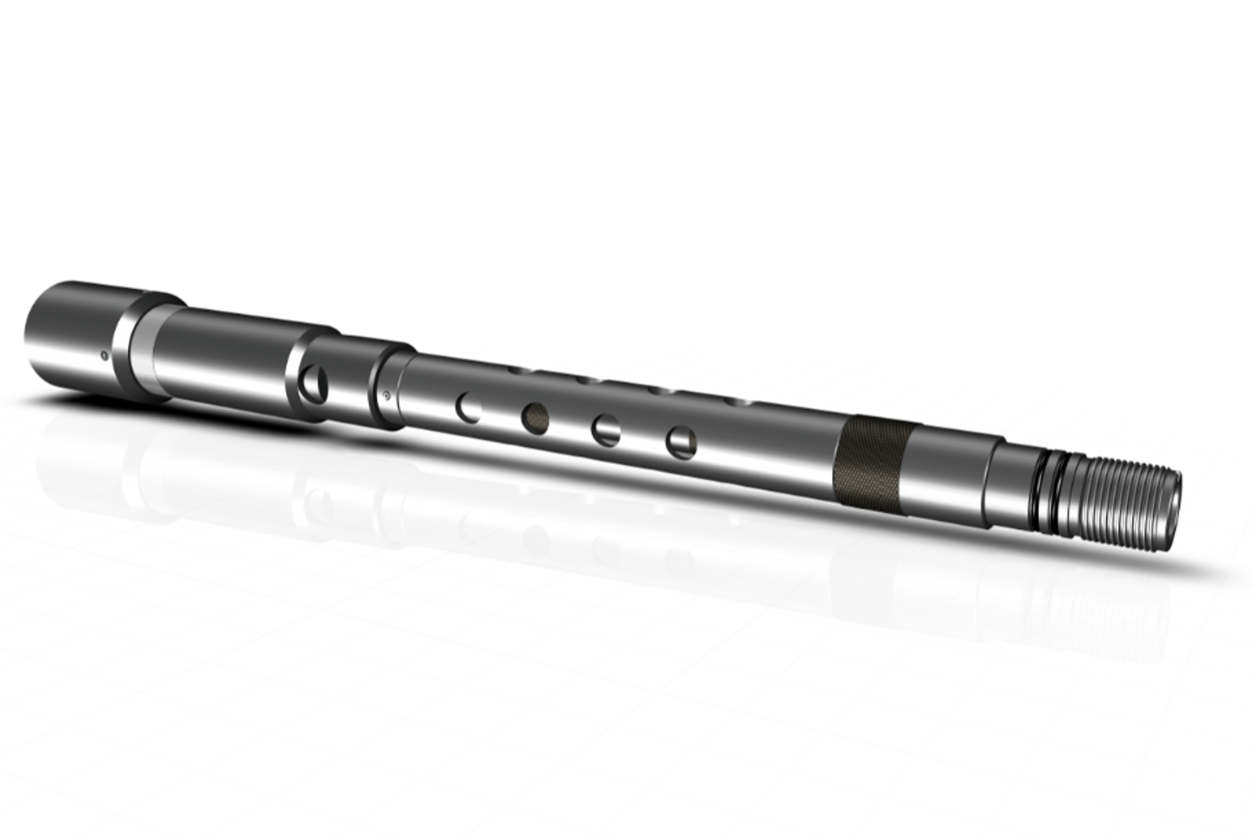 Long flute looking metal tube with threading on one end