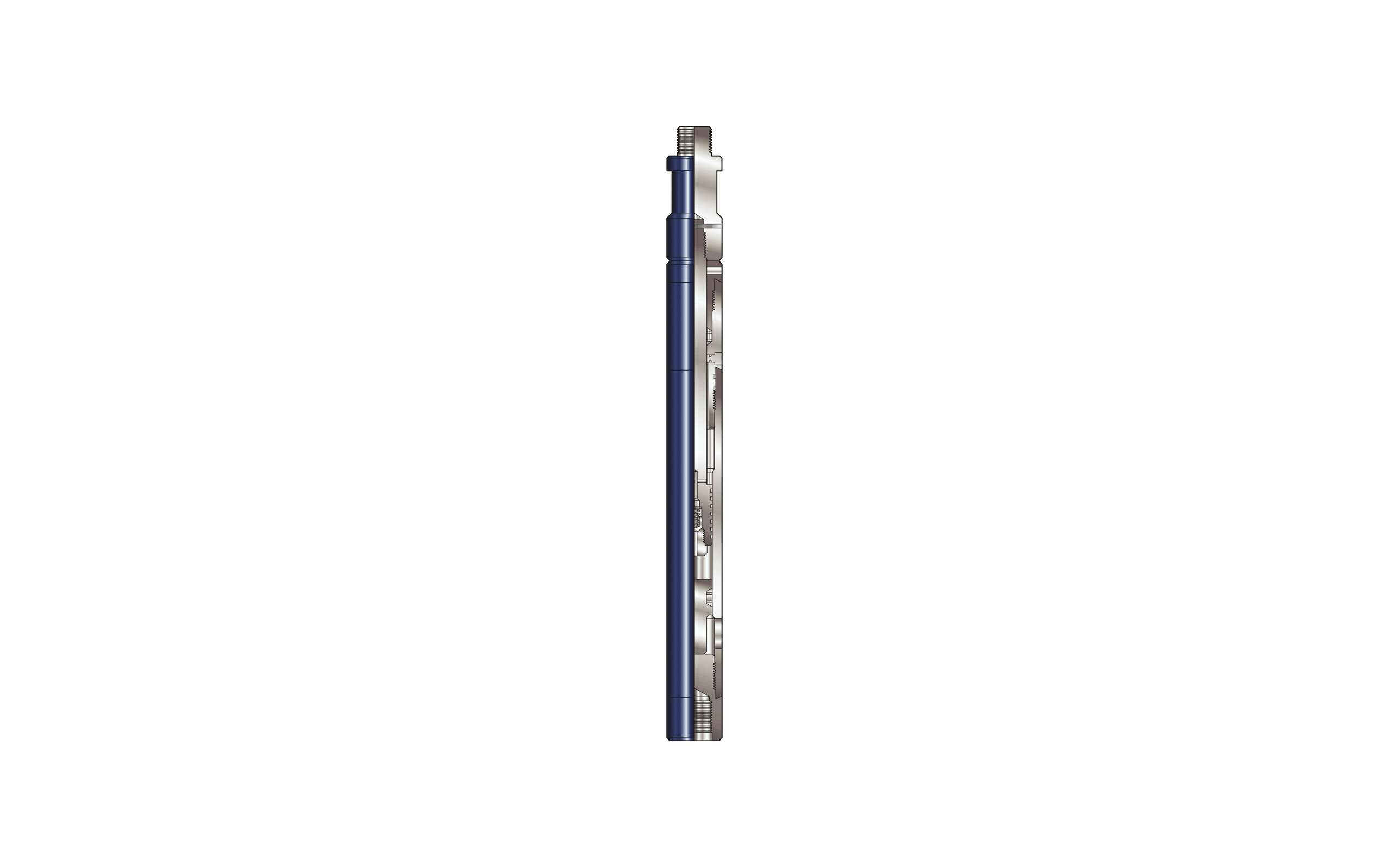 Hydraulic jar technical drawing with sectioned view