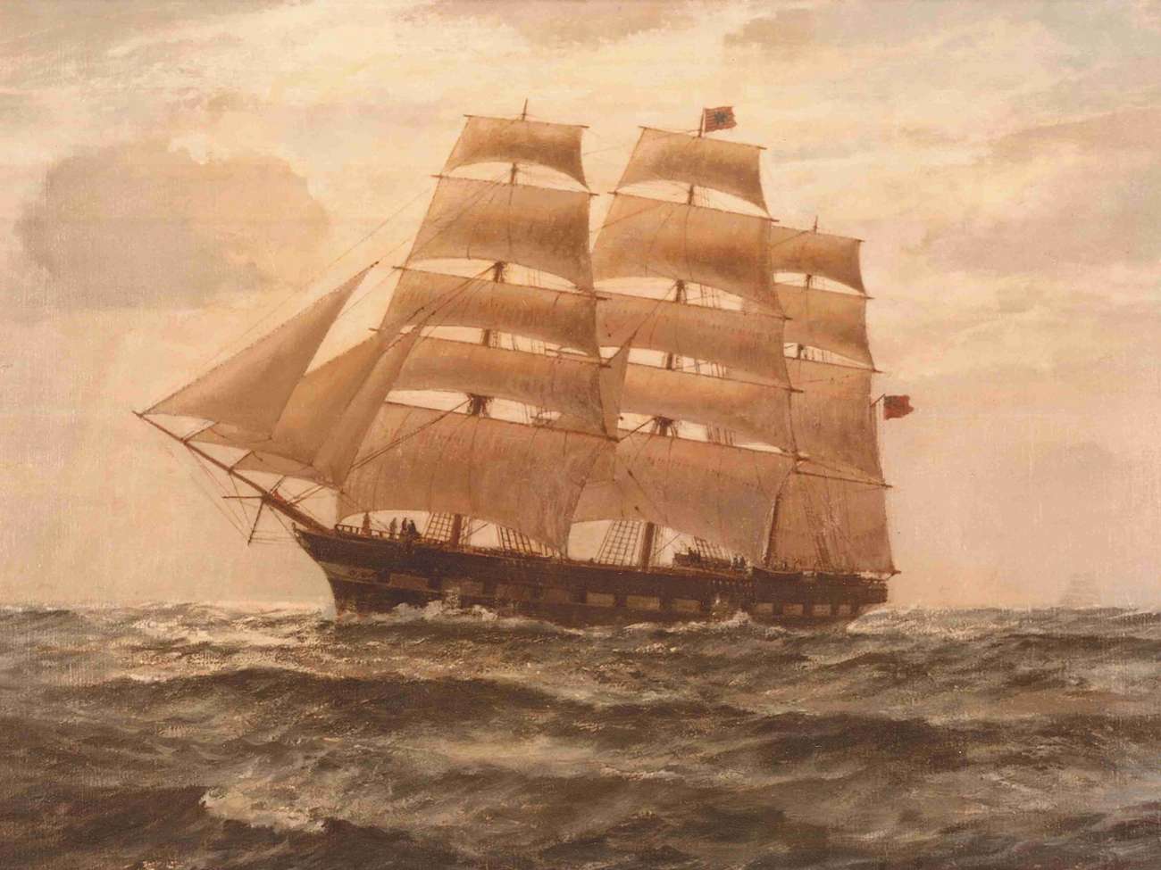Painting of a sailing ship named 'Sylvia'