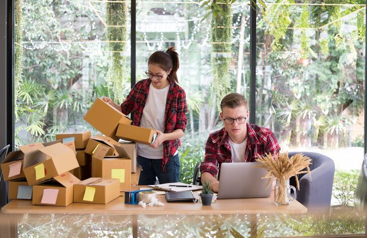 Couple doing their product inventory