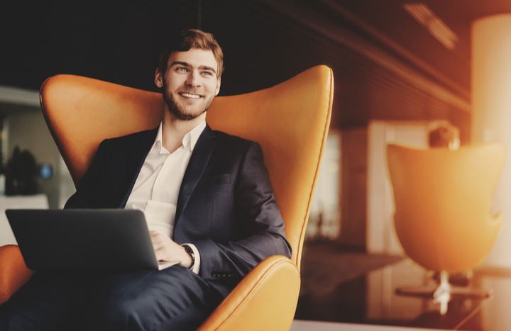 Businessman with his computer