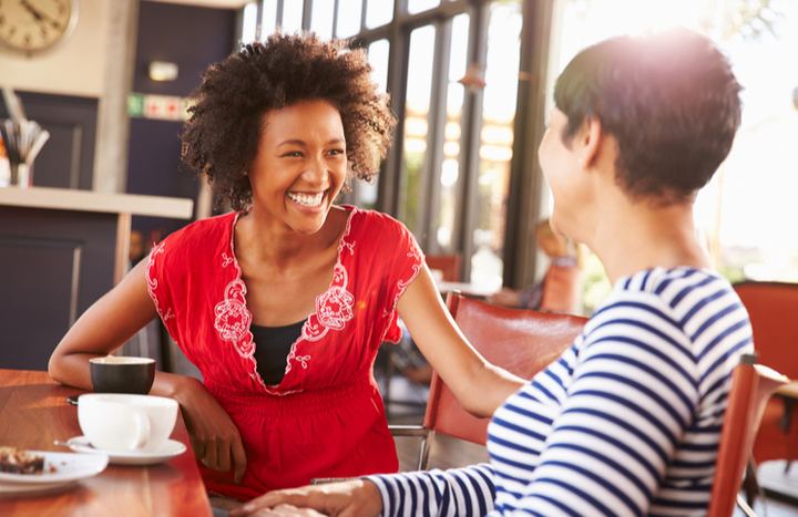 Entrepreneur talking with her friend