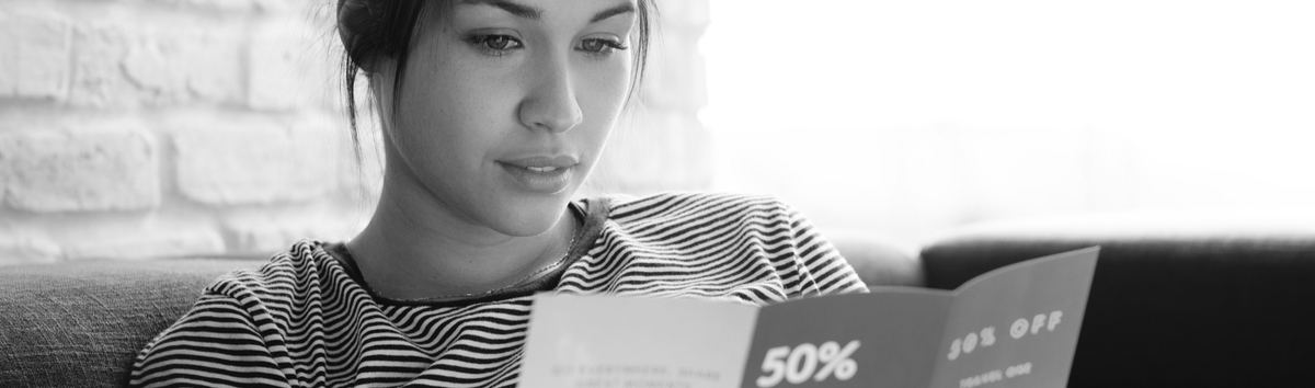 Woman reading brochure