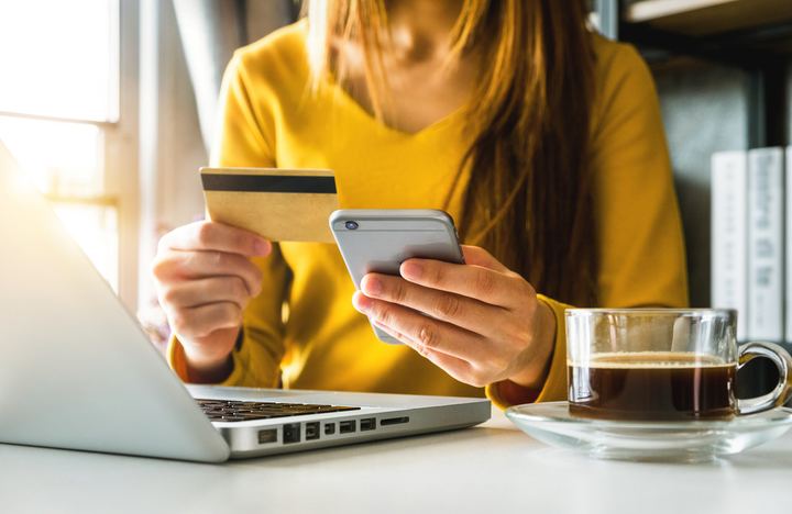 Woman buying online