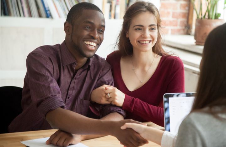 Couple returning to a business