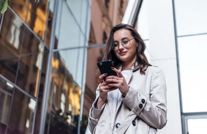 Young woman navigating in Pinterest