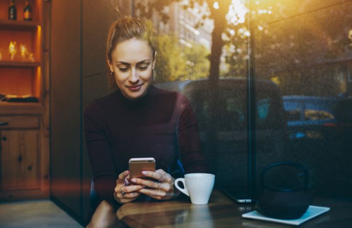 Business woman  looking for Pinterest inspiration