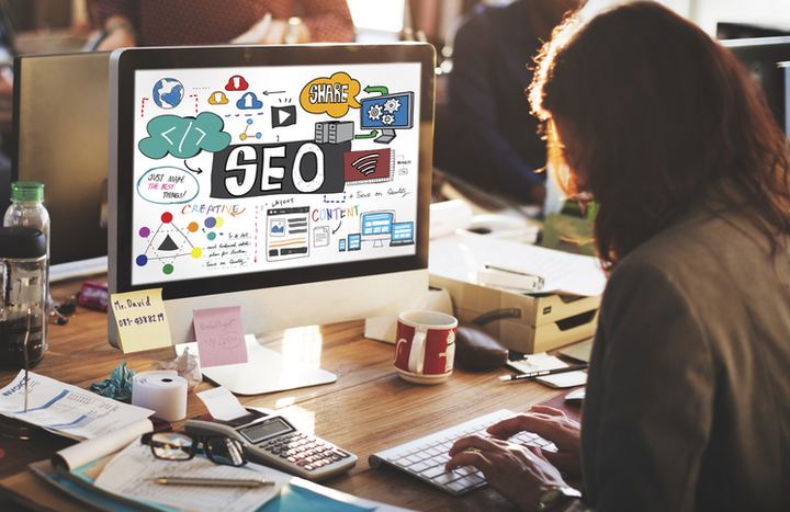 Woman working on SEO and Google Ads