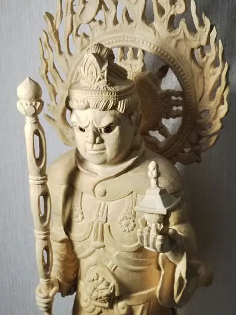 고객님의 조각 작품 비사문천 입상 기소 히노키 (기소 편백나무)