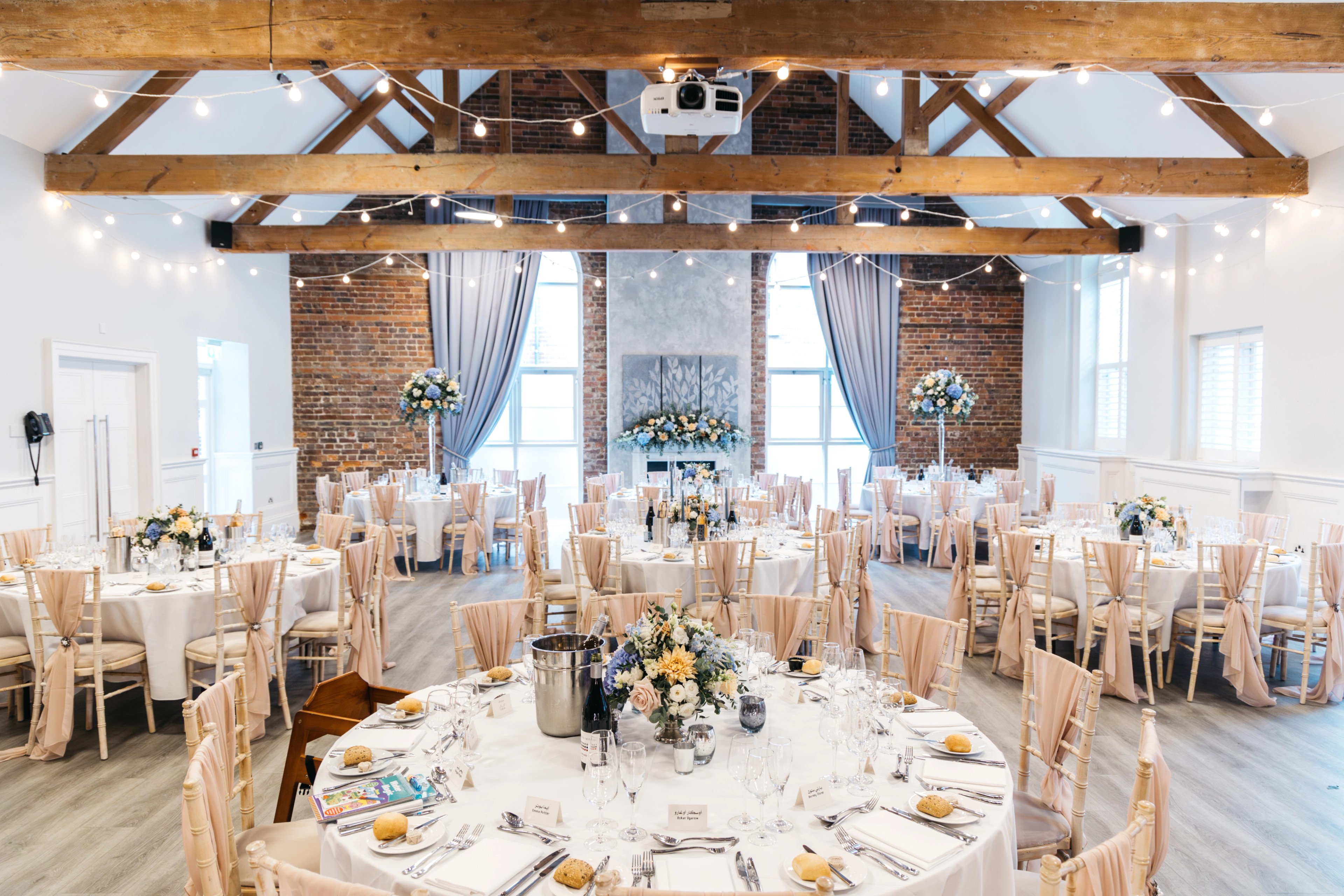 Wedding reception dinner setting at One Warwick Park