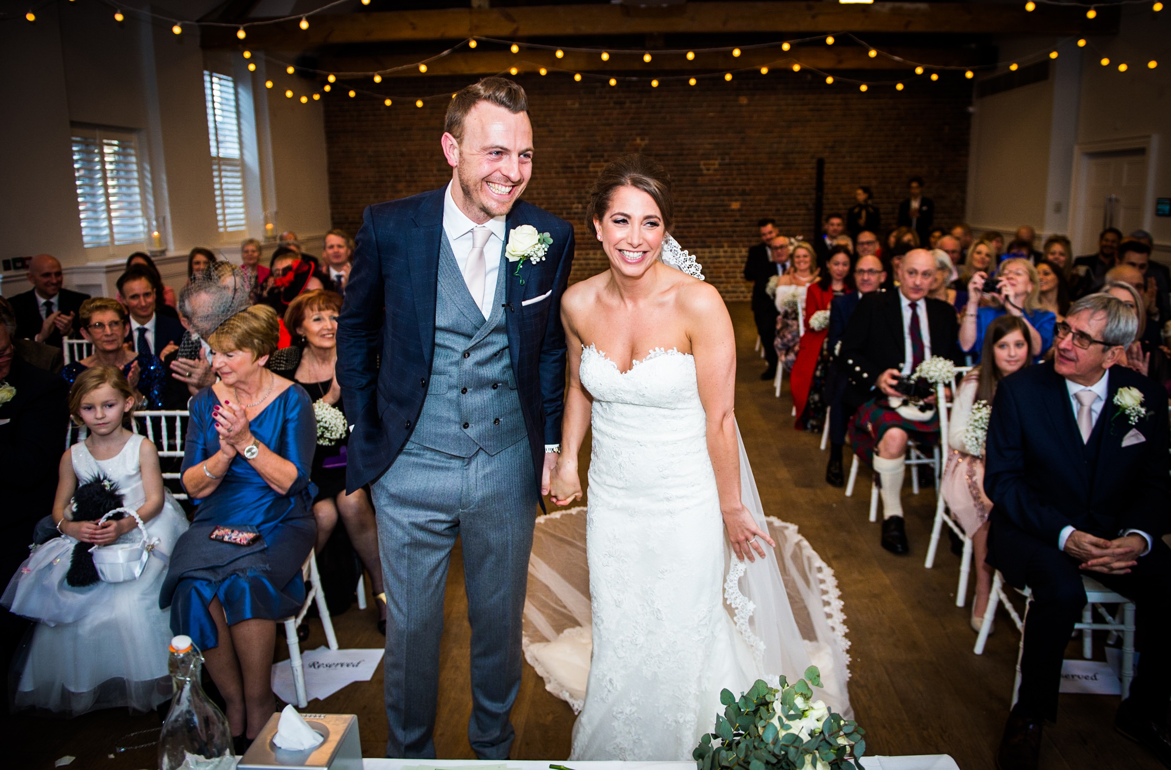 Couple celebrating their intimate wedding at One Warwick Park