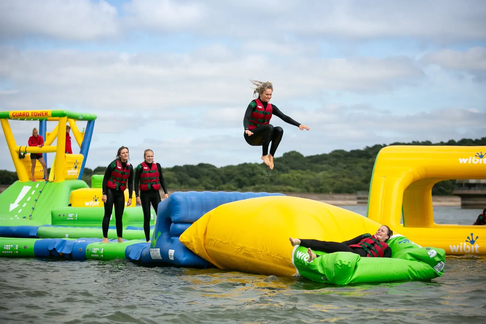 The Aqua Park on the lake at Bewl Water