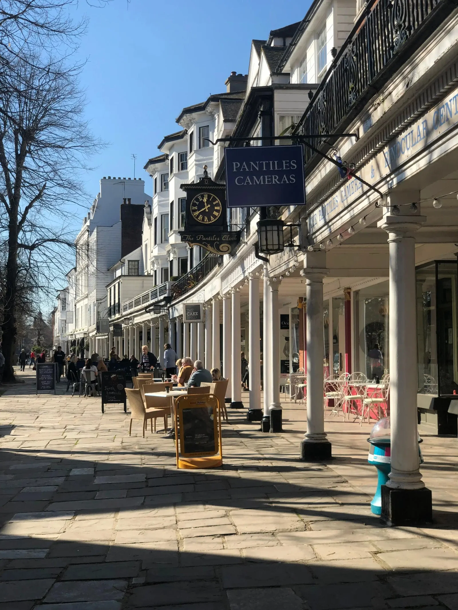 The Pantiles colonnade in Tunbridge Wells with independent shops