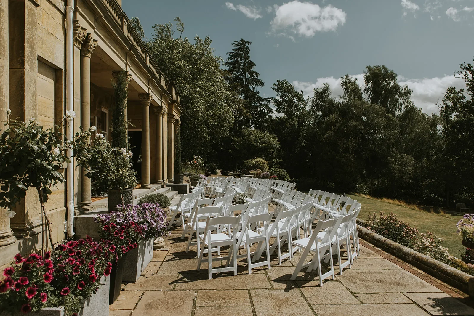 Floral arrangements for an outdoor ceremony at Salomons Estate