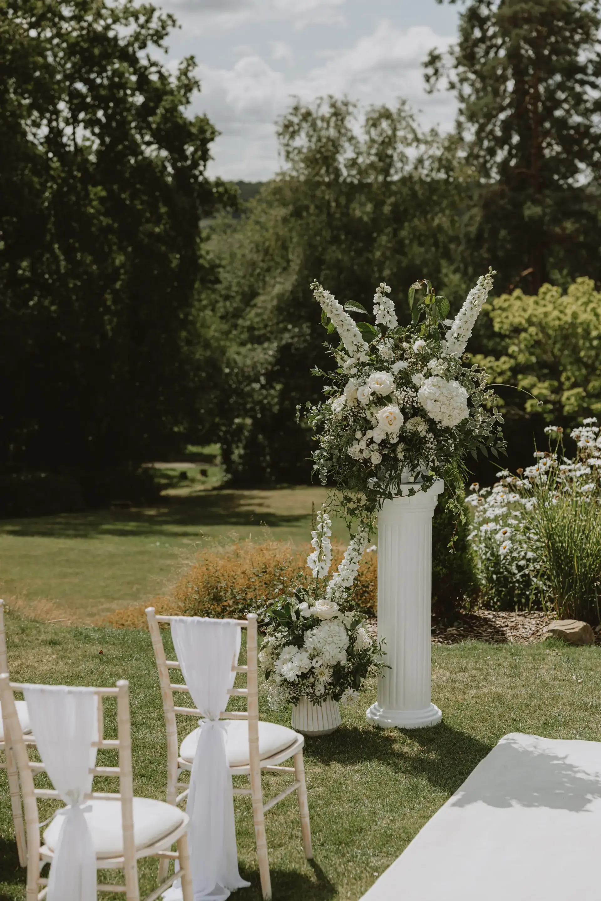 Wedding ceremony grounds with views of the Salomons Estate