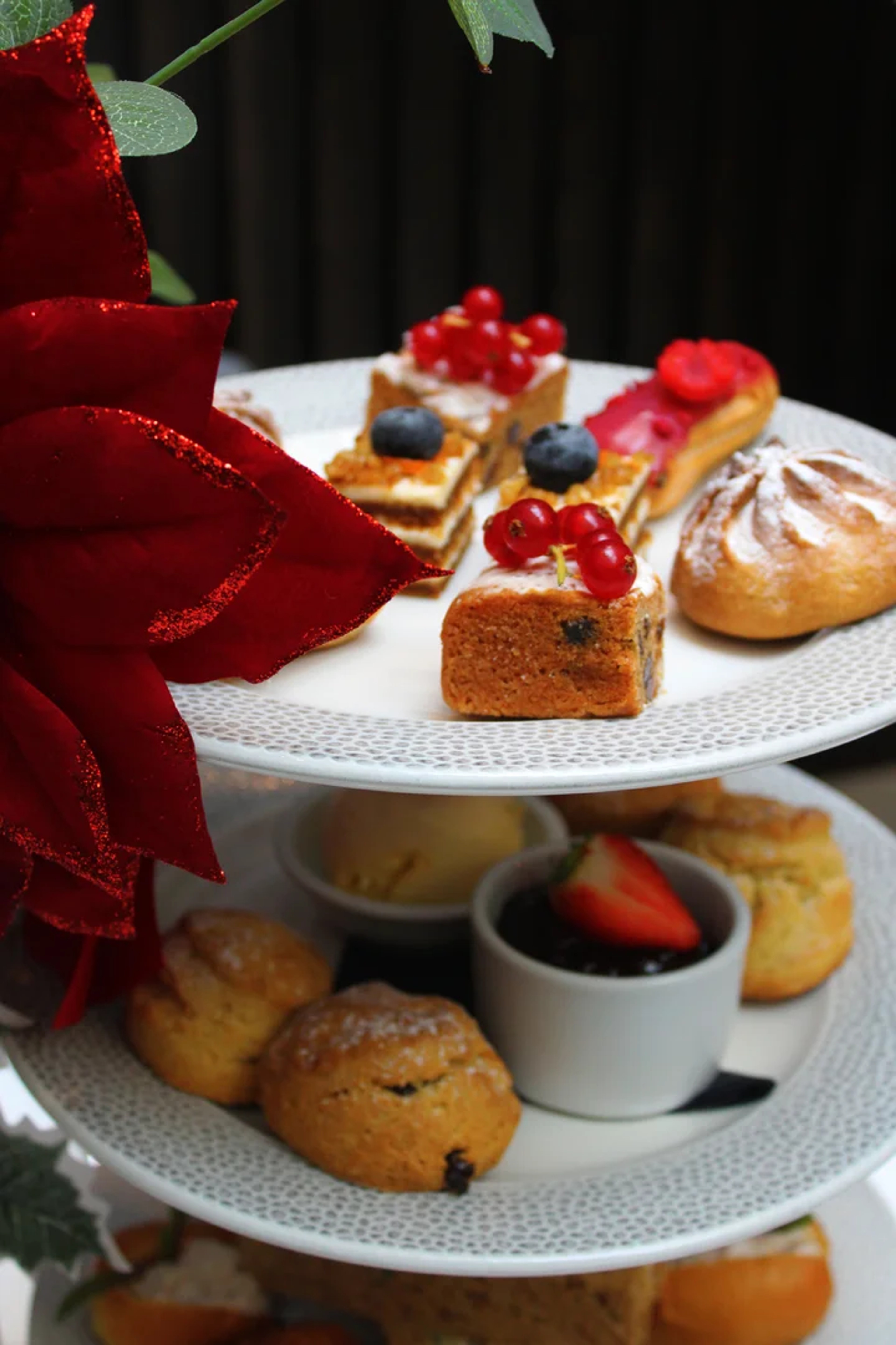 Christmas-themed afternoon tea with festive treats