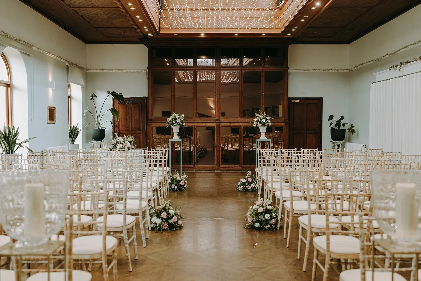 The Garden Room at Salomons Estate set for a wedding ceremony