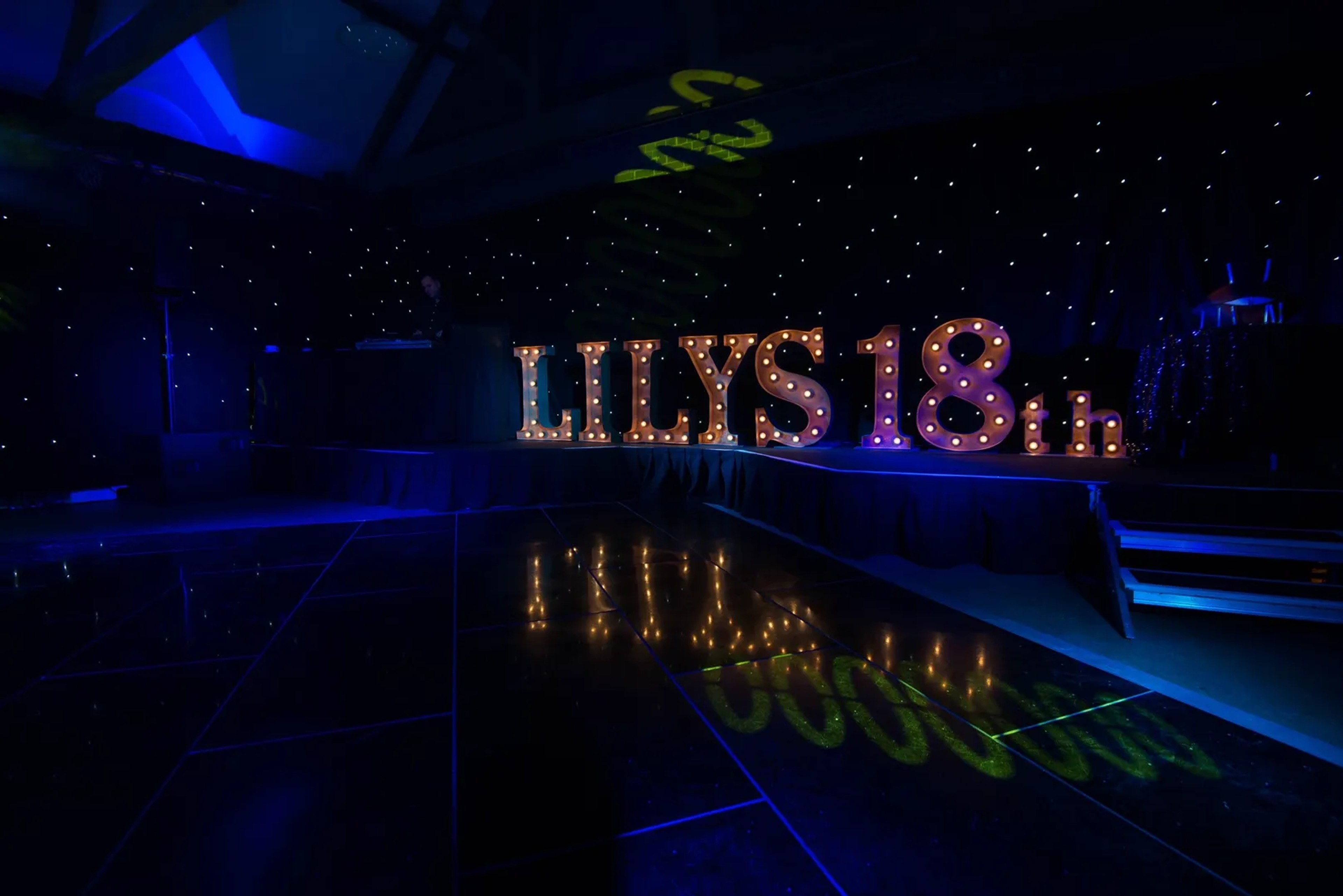 Birthday party with light-up letters at One Warwick Park