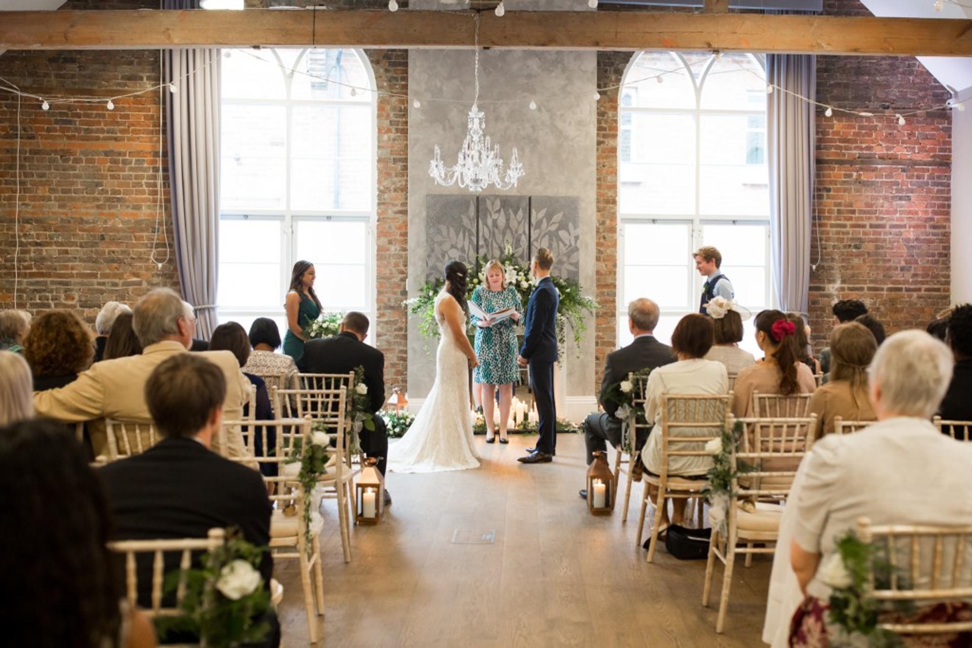 Wedding vows exchange at One Warwick Park