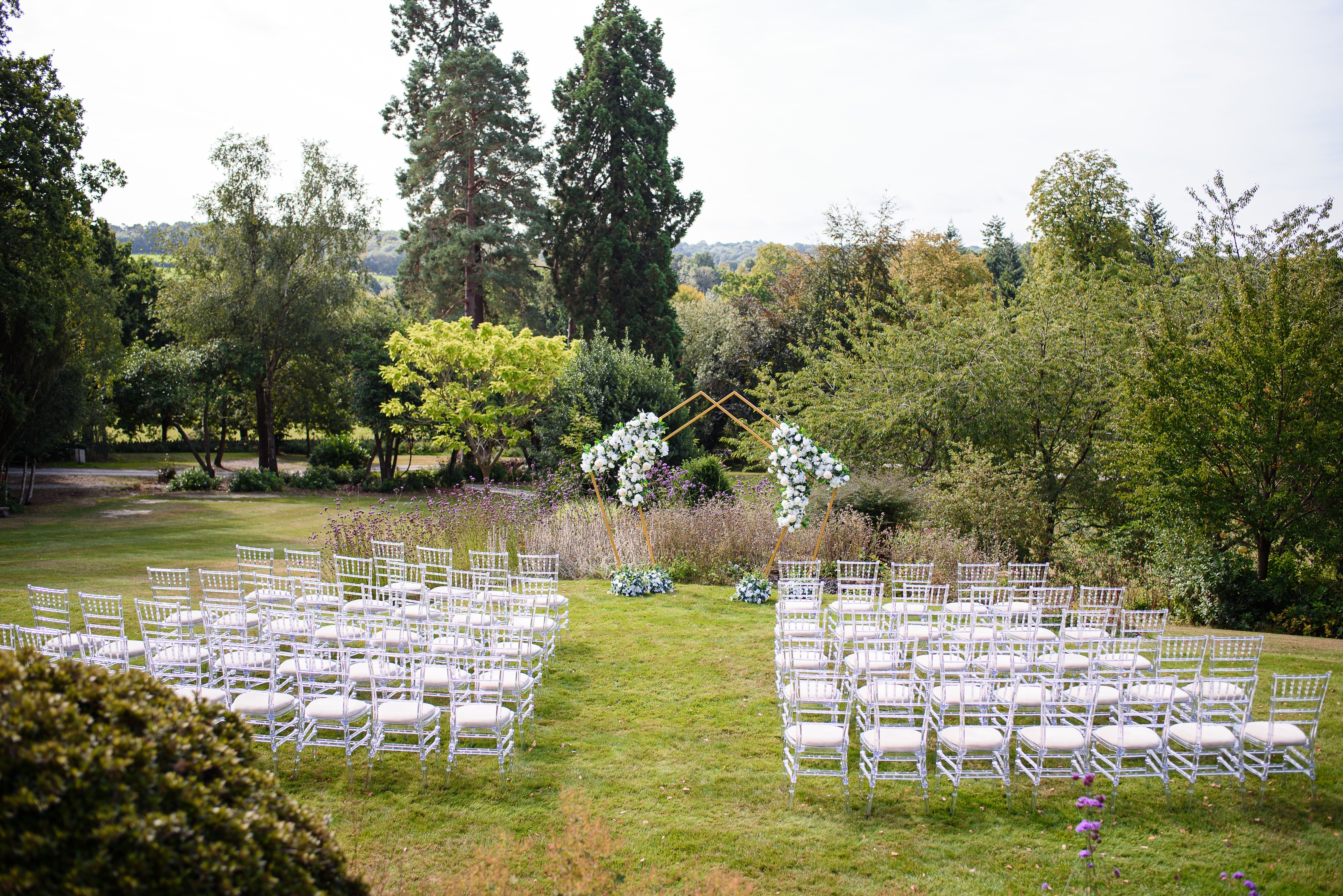 Wedding ceremony on the lawn at Salomons Estate in spring