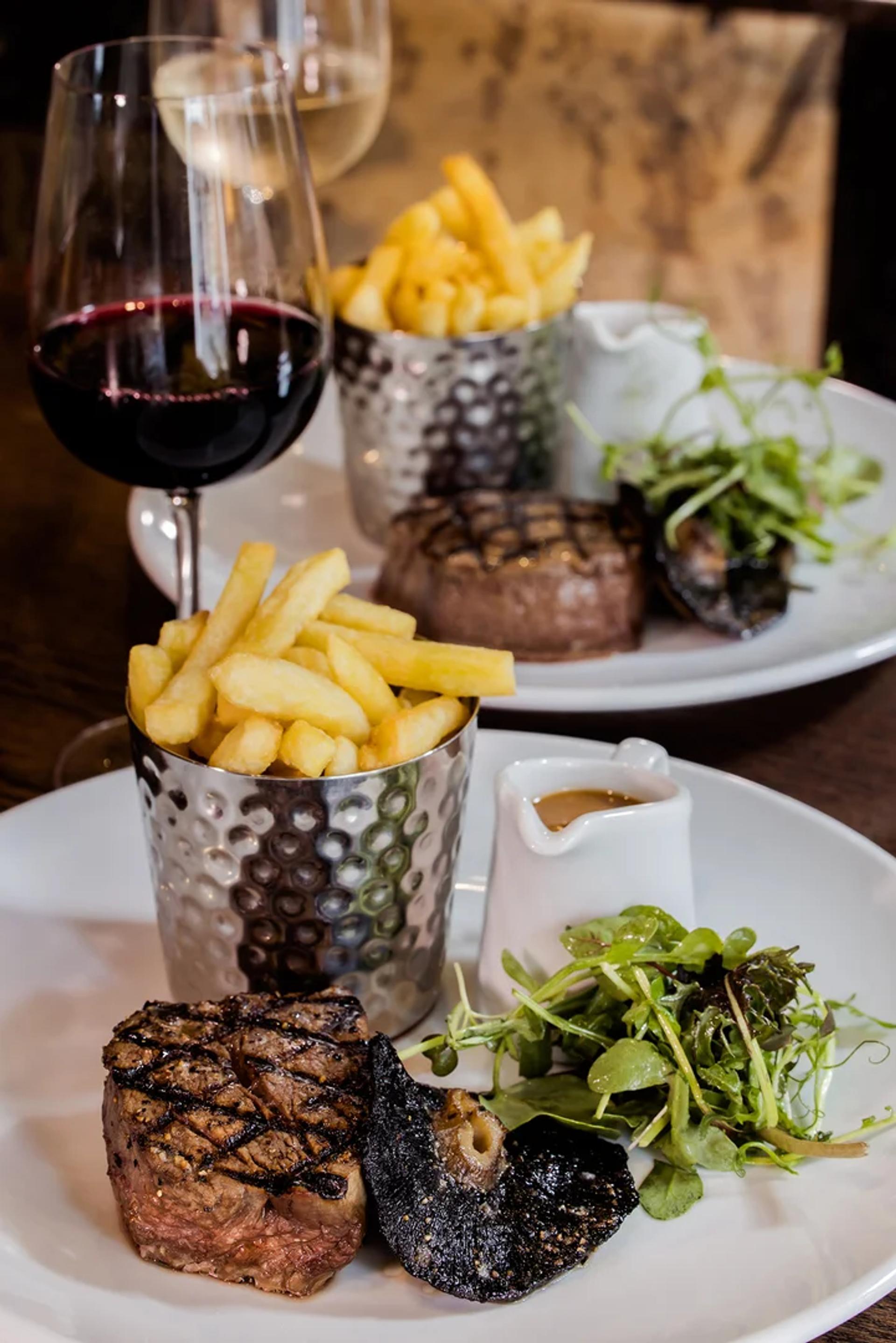 Ribeye steak with red wine and jus