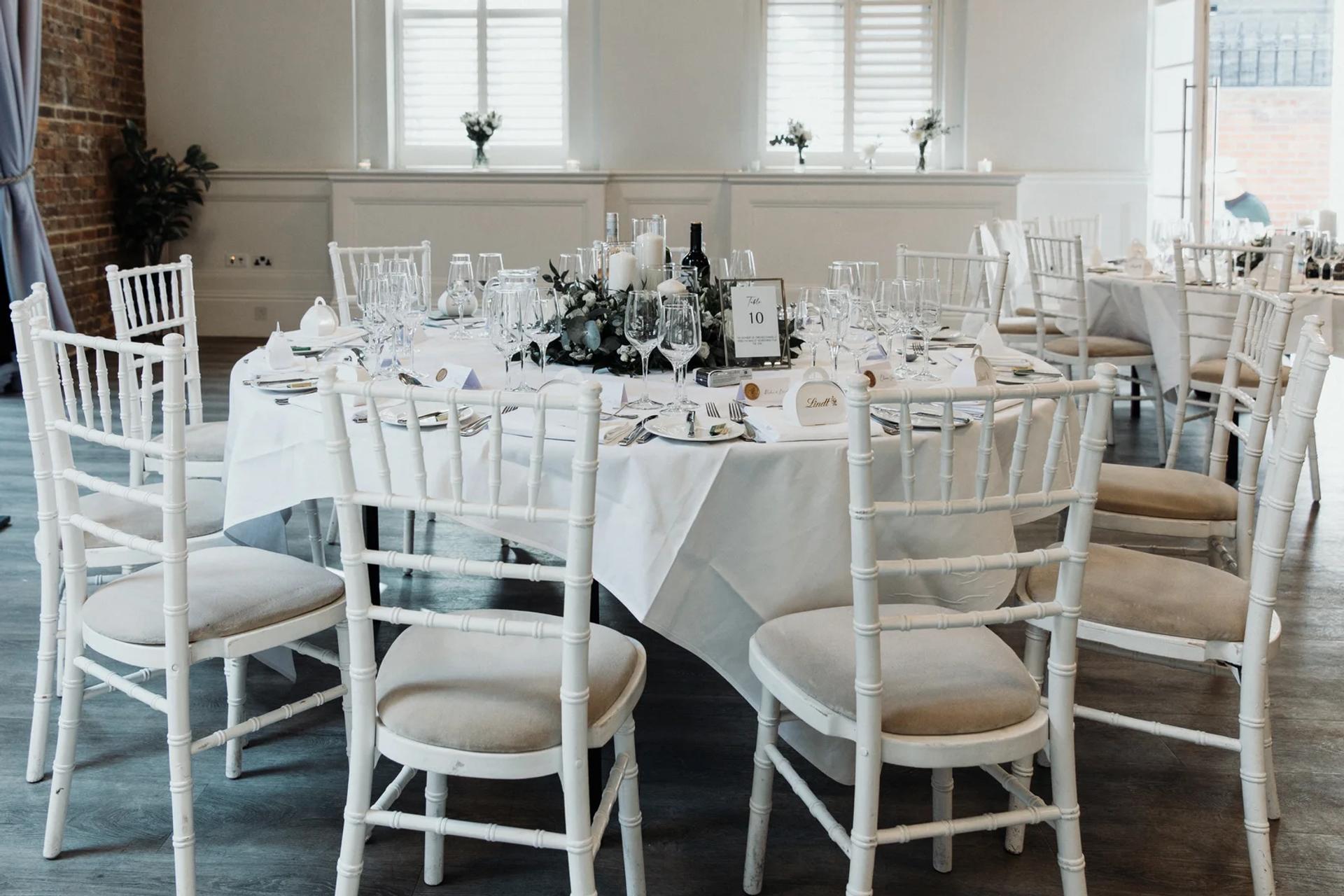 Wedding reception room ready for evening celebrations