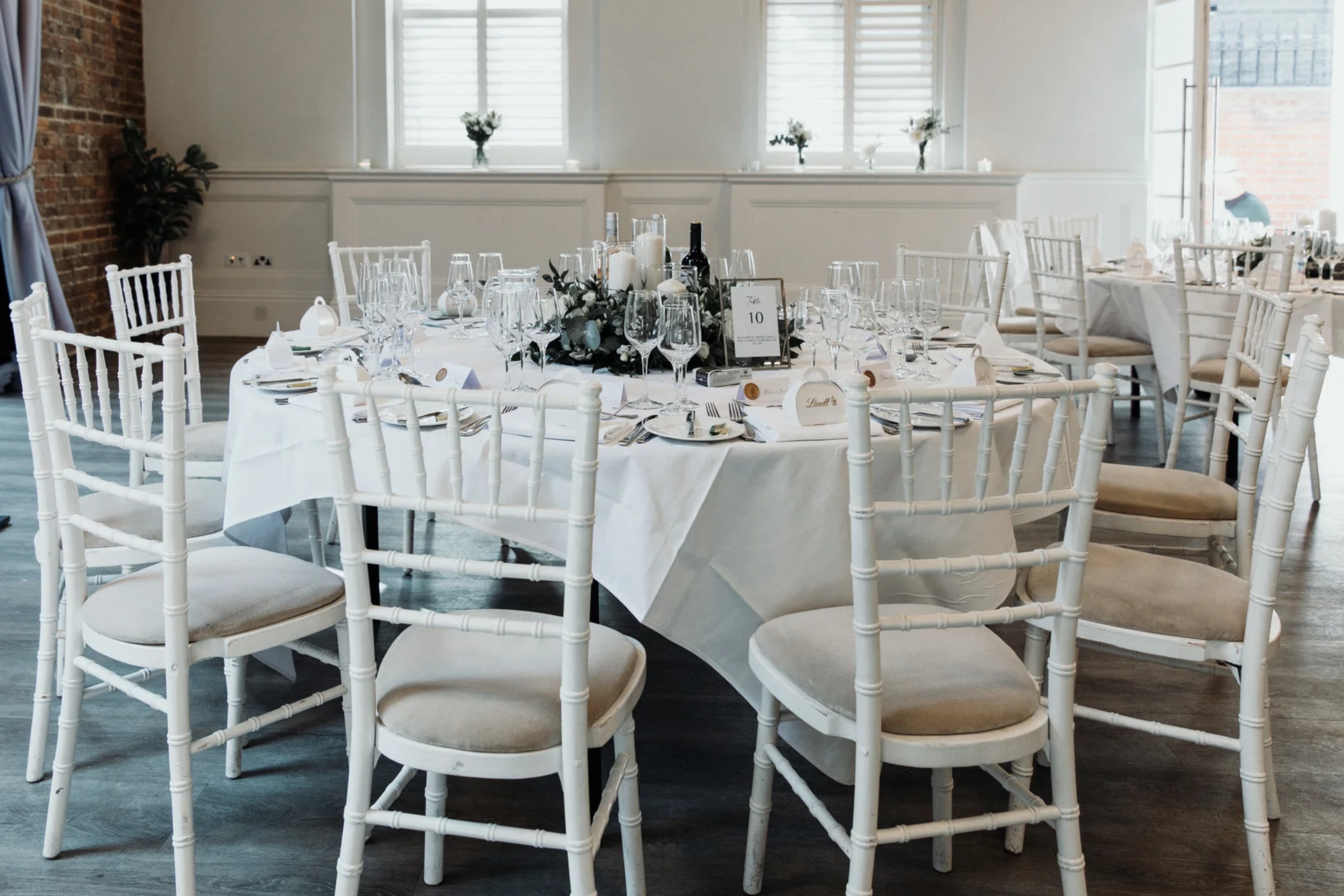Wedding reception room ready for evening celebrations