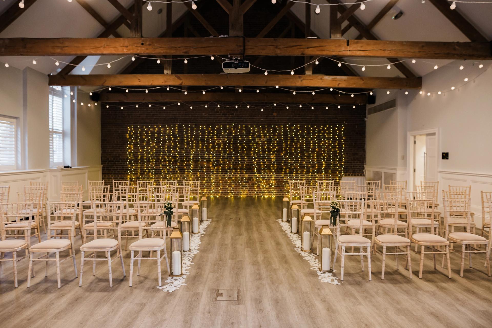 Wedding ceremony guests and décor