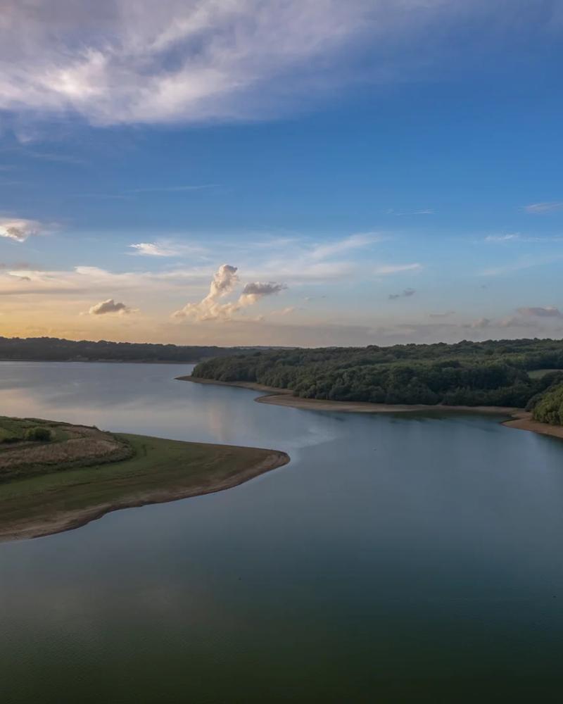 Bewl Water reservoir at dusk, ready for kayak fishing