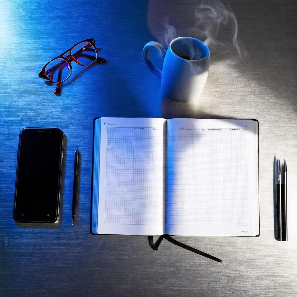 Flat-lay of phone, notebook, glasses and coffee cup representing crm data hygiene