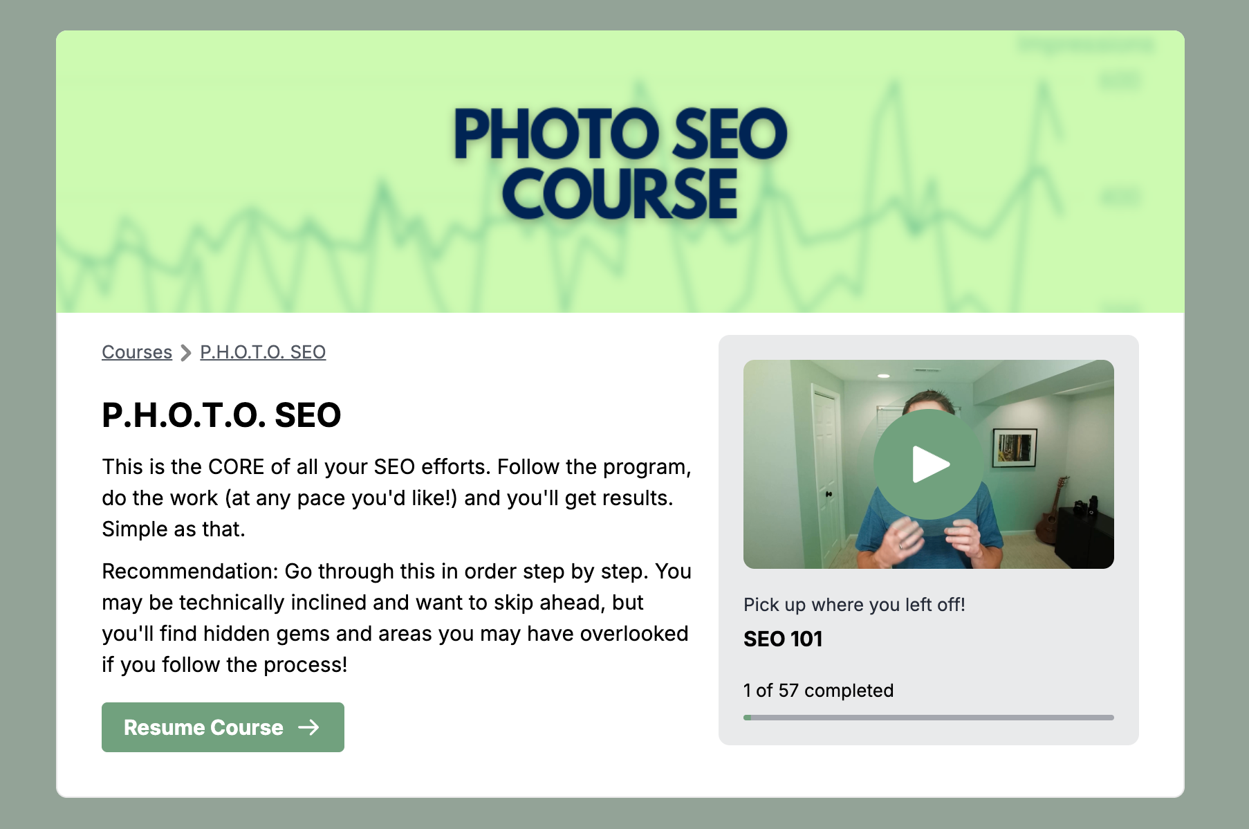 Photo SEO course inside the Photo Website Collective membership