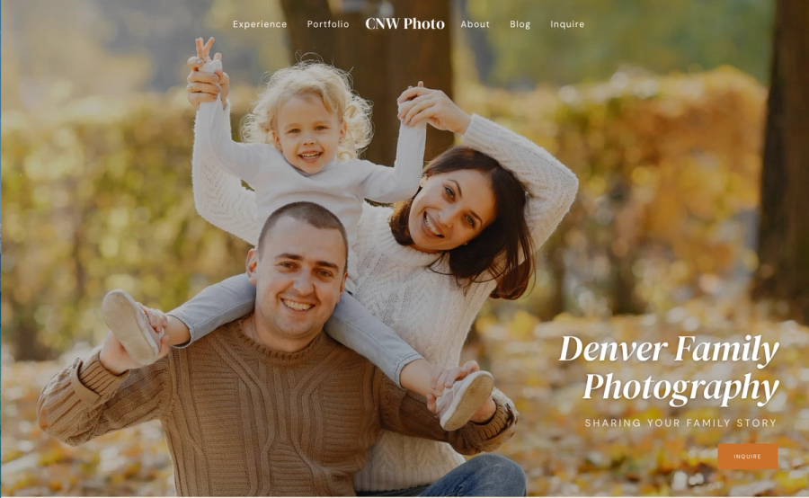 Demo of family photography site using Singletrack sites web platform