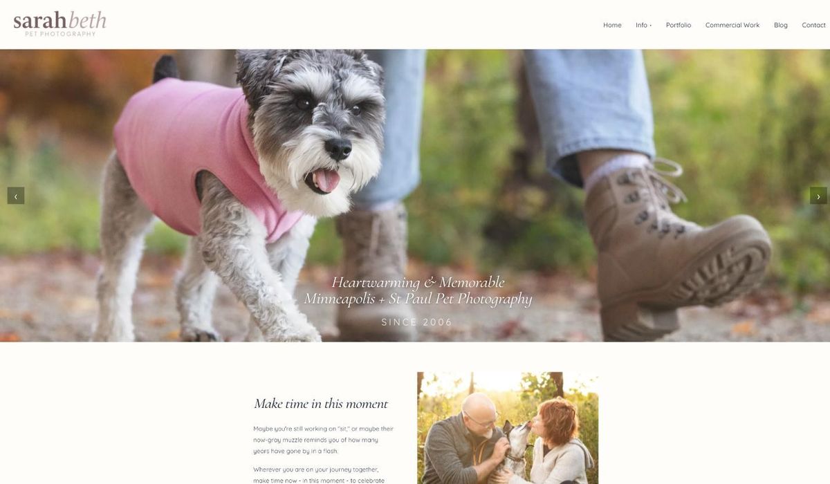 Sarah Beth Photography homepage