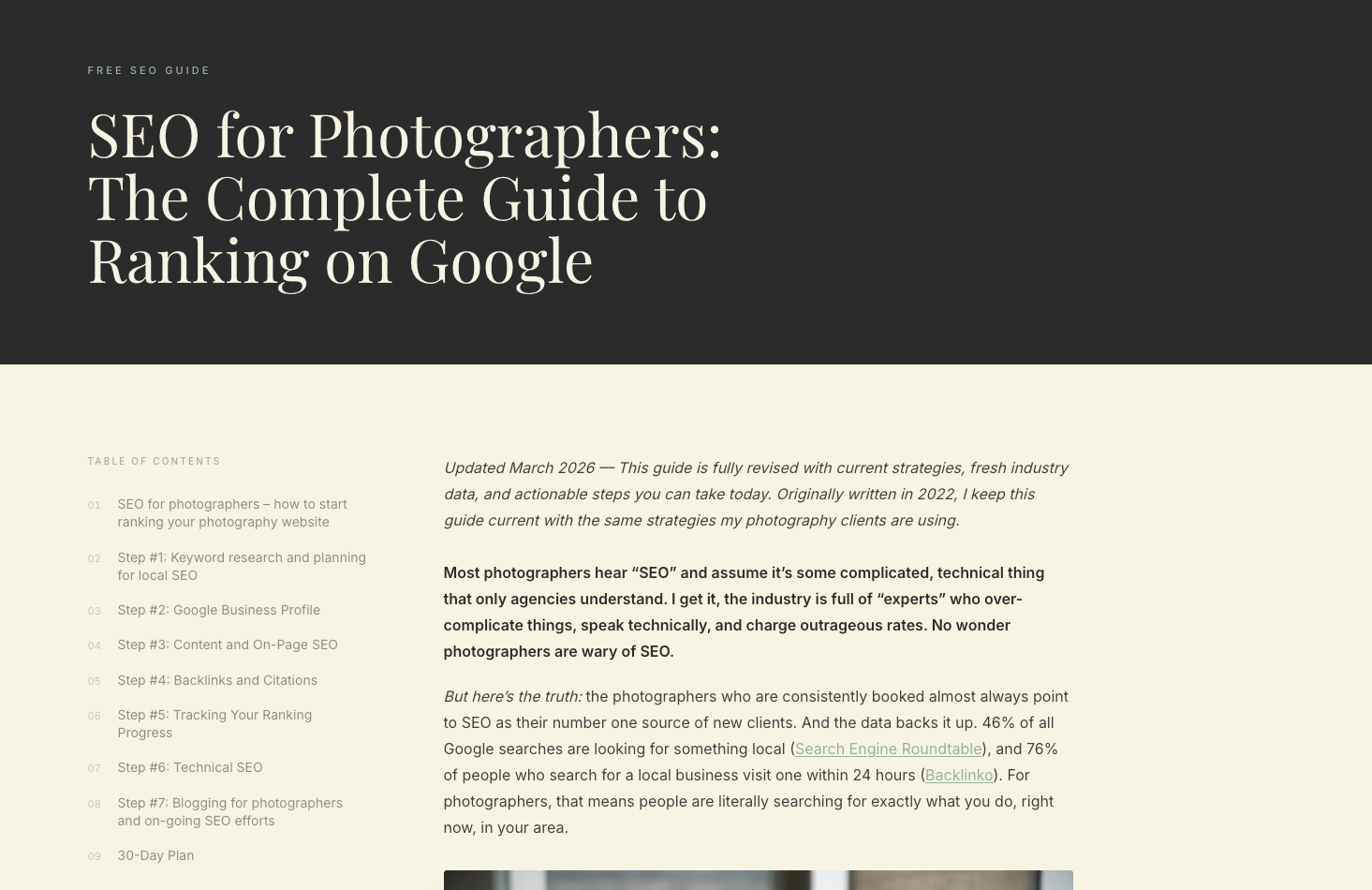 SEO For Photographers guide