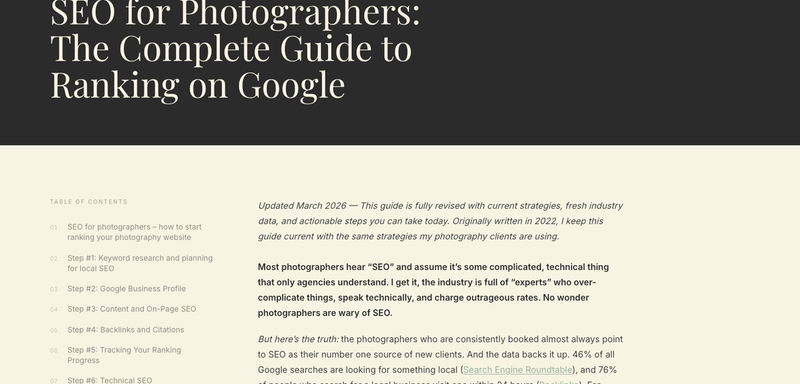 SEO For Photographers guide