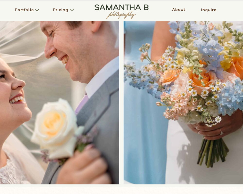 Samantha B Photography Minnesota - New website screenshot