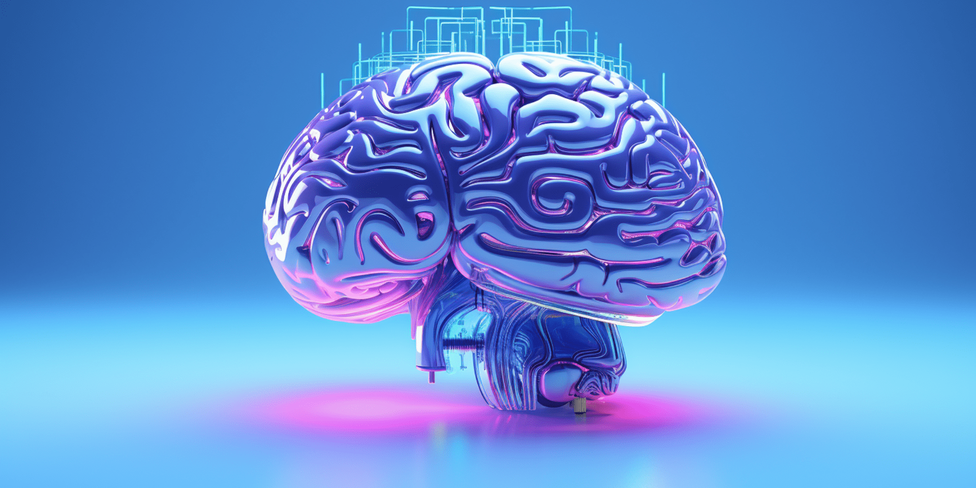 a computer generated image of a brain on a blue background