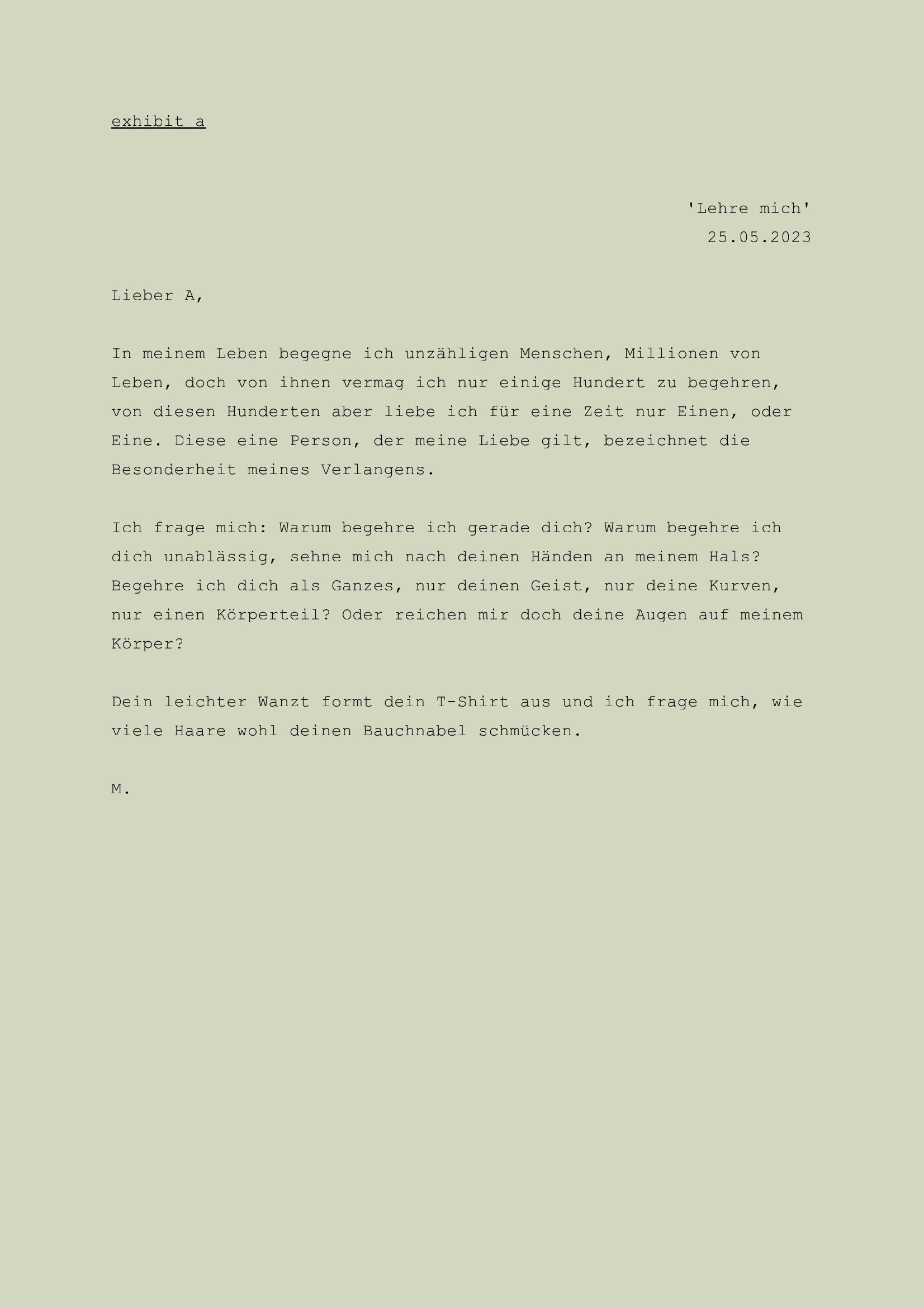 Mia Fyu, exhibit a1: lehre mich, 2023