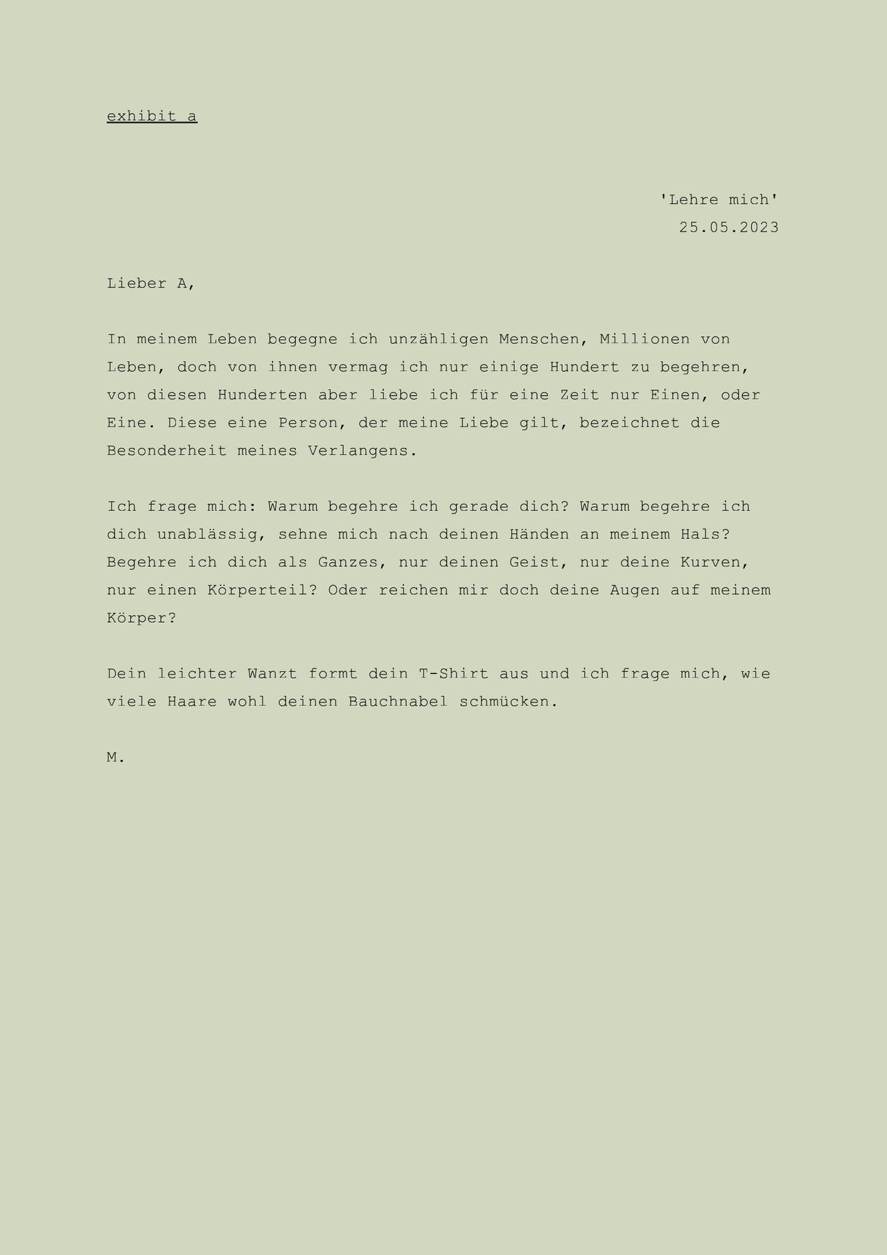 Mia Fyu, exhibit a1: lehre mich, 2023 Mia Fyu, exhibit a1: lehre mich, 2023