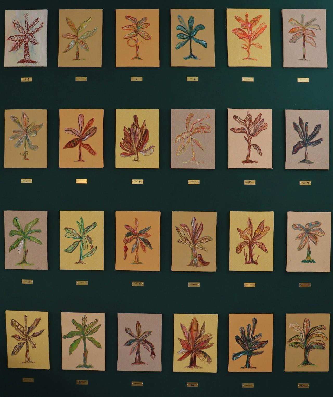 Paola Donato Castillo, Regresar al Platanal (Rückkehr in die Kochbananenplantage), 2023, Oil paint on wood, 40 × 30 cm(24-each one)