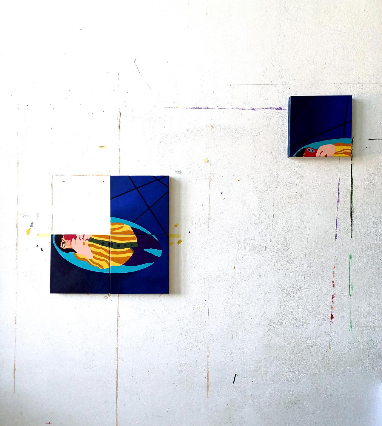 Isabel Murteira, Tapestry of Parallel Dreams, 2023, Acryl auf Leinwand, 60 × 60 cm Isabel Murteira, Tapestry of Parallel Dreams, 2023, Acryl auf Leinwand, 60 × 60 cm