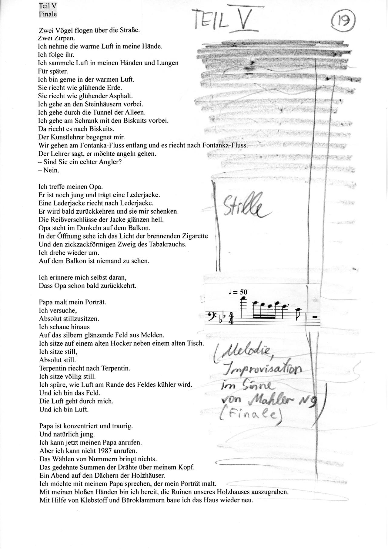 Alexei Vesselov, 2022 Partitur, 20 DIN A4 Blätter, Bleistift, Collage Alexei Vesselov, 2022 Partitur, 20 DIN A4 Blätter, Bleistift, Collage