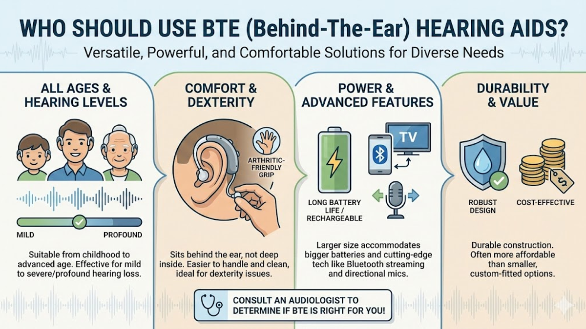 Who should use BTE hearing aids